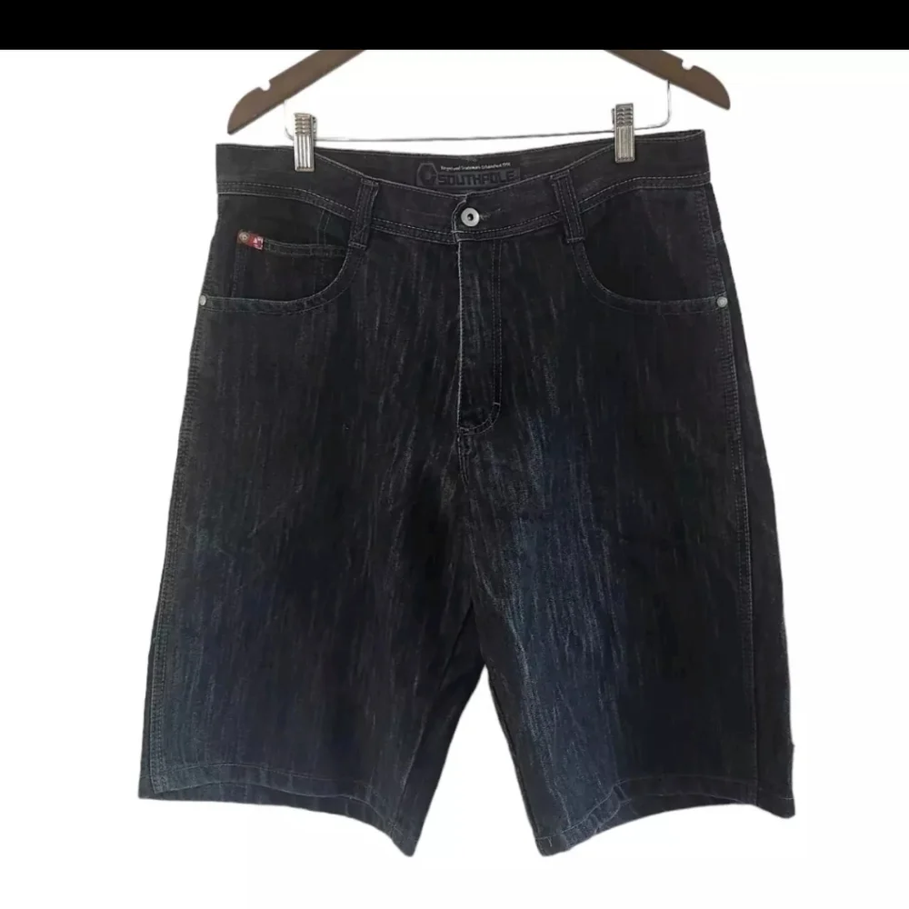 Southpole Men's 36 Jean Shorts Black Denim Hip Hop Baggy Skater VTG Wide Leg Y2K - Picture 1 of 5